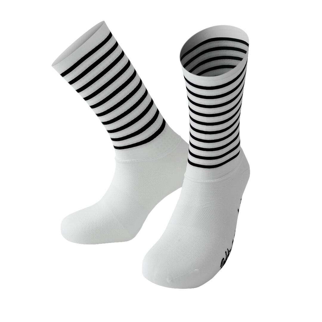 PIPPO AMSTERDAM Aero Fahrradsocken Unisex Weiss gestreift