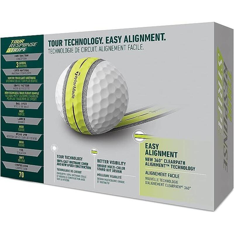 3 LAYERS TOUR RESPONSE STRIPE MULTI PACK GOLF BALLS (12PCS)