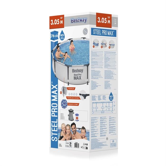 Conjunto de Piscina Desmontável Bestway® Steel Pro MAX™ de 3,05 m x 76 cm