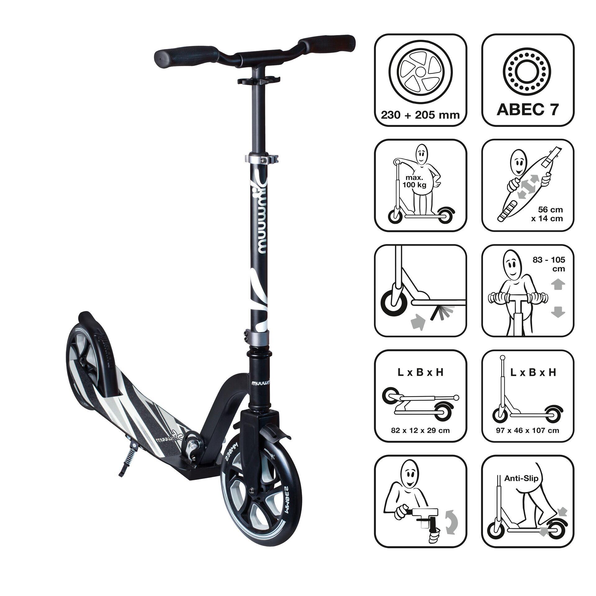 MUUWMI muuwmi Kickscooter Pro 230/205 mm black-grey