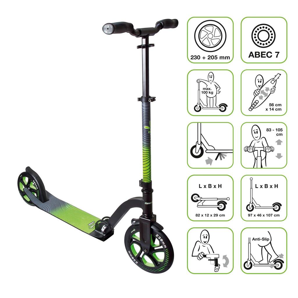 muuwmi Kickscooter Pro 230/205 mm green