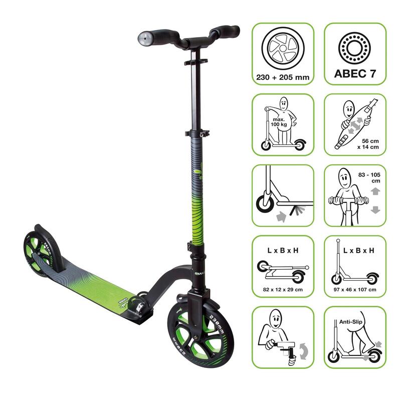 muuwmi Aluminium Scooter Pro 230/205 mm grün