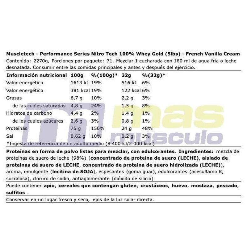 Odżywka białkowa MUSCLE TECH Nitro Tech 100%Whey Gold - 2270g
