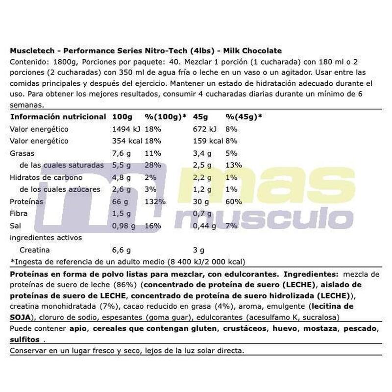 Whey isolate - Nitro-Tech - Chocolat au Lait