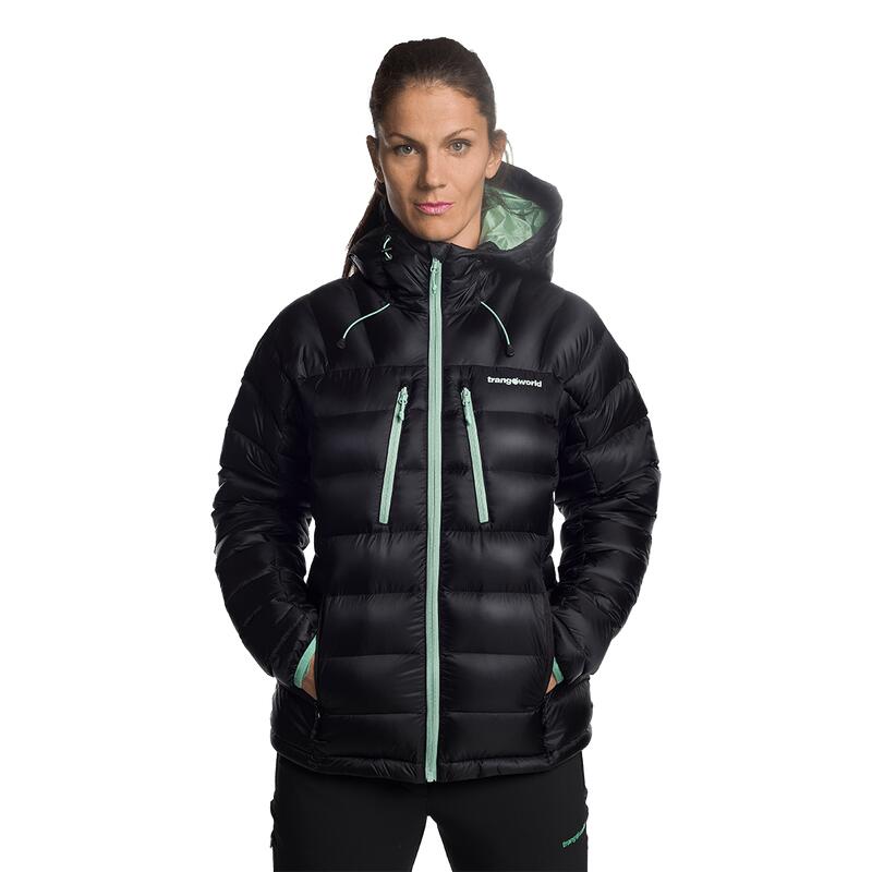 Chaqueta plumas para Mujer Trangoworld Queyras dr Negro/Verde/Negro 190g 800cuin