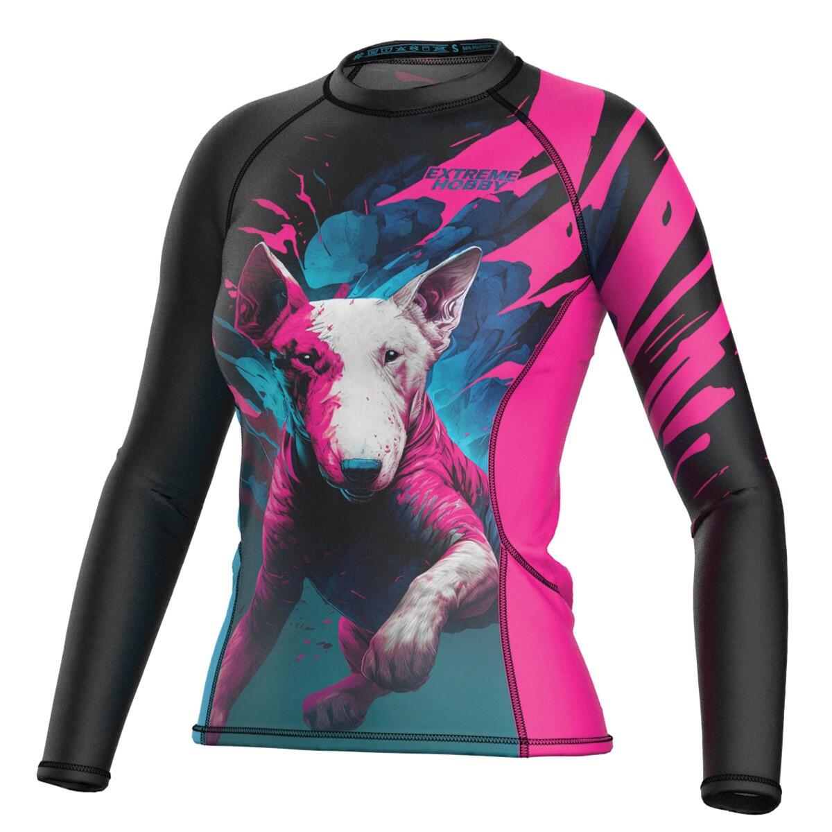 Rashguard de manga comprida para mulher mma extreme hobby vivid bull terrier