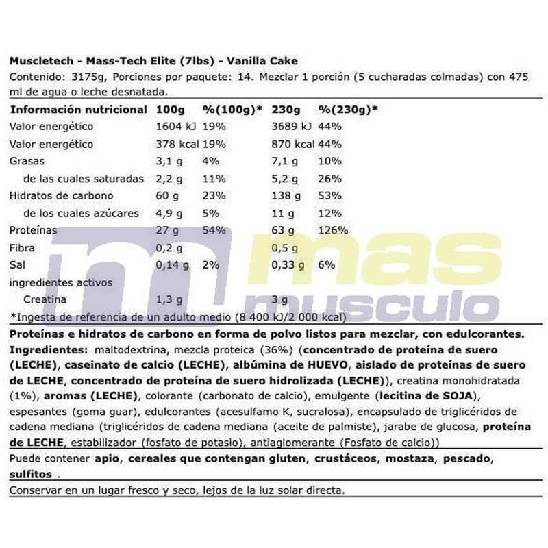 Mass-Tech Elite Gainer 3.18kg MuscleTech