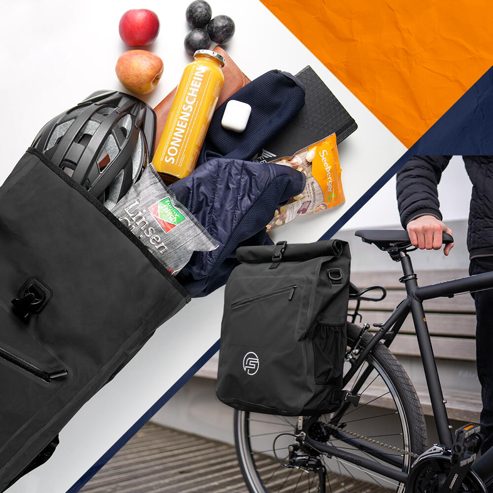 Fahrradtasche 3in1 27L - Wasserdichte Gepcktrgertasche & Rucksack |  Decathlon