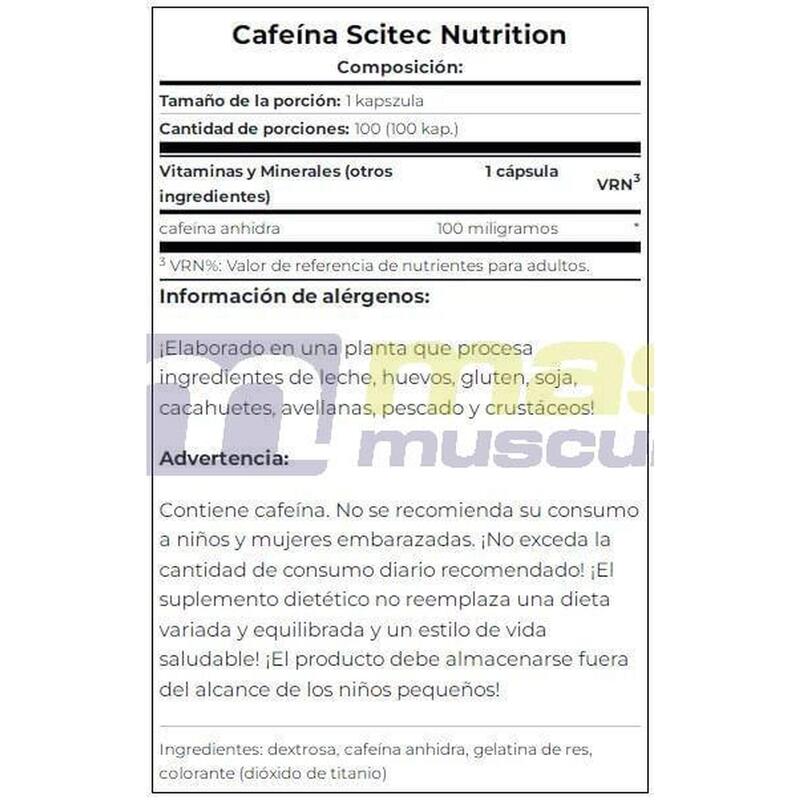 Cafeína - 100 Cápsulas de Scitec Nutrition