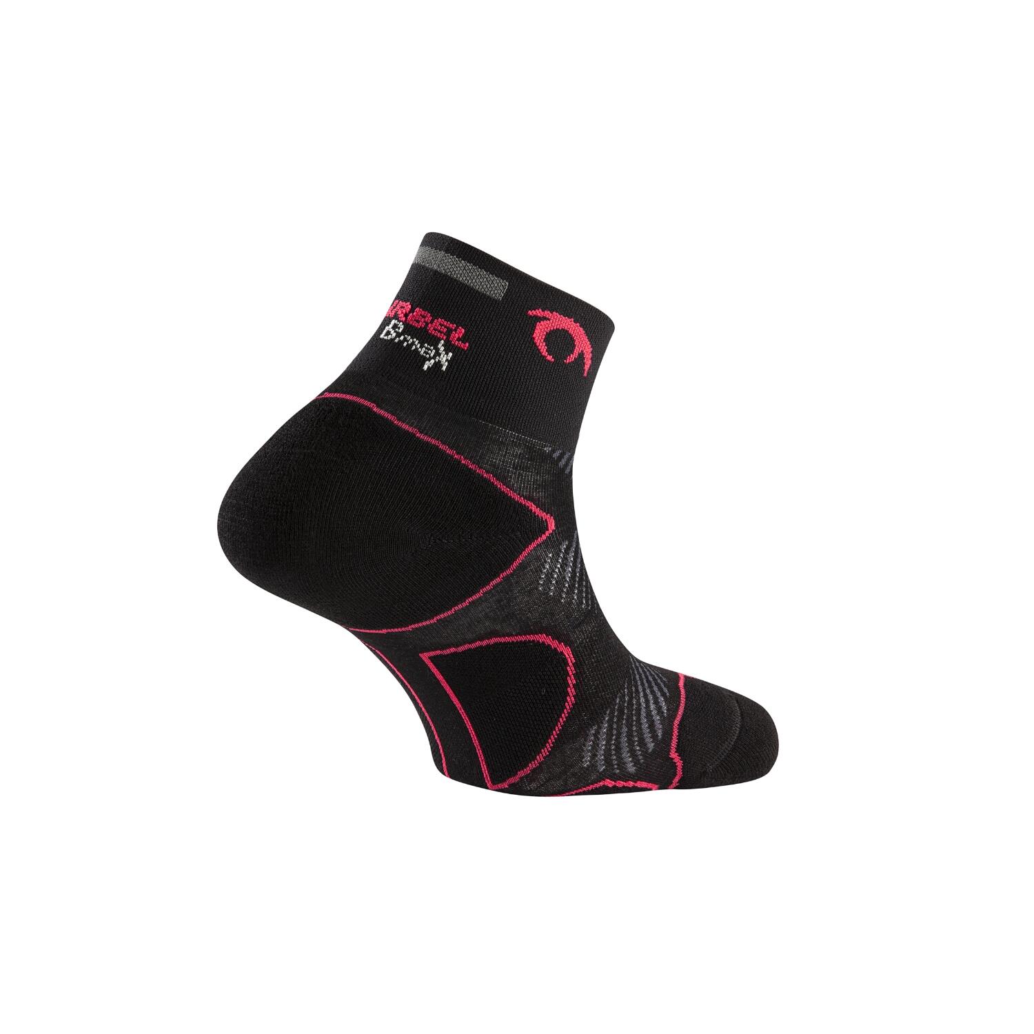 Meias de distância para mulher preto/fúcsia corrida Pink LURBEL 2/3