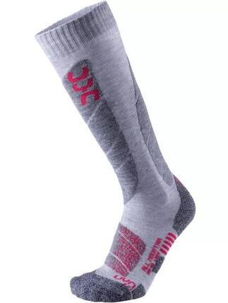 UYN chaussettes de skis Femme - ALL MOUNTAIN - couleur LIGHT GREY / CORAL