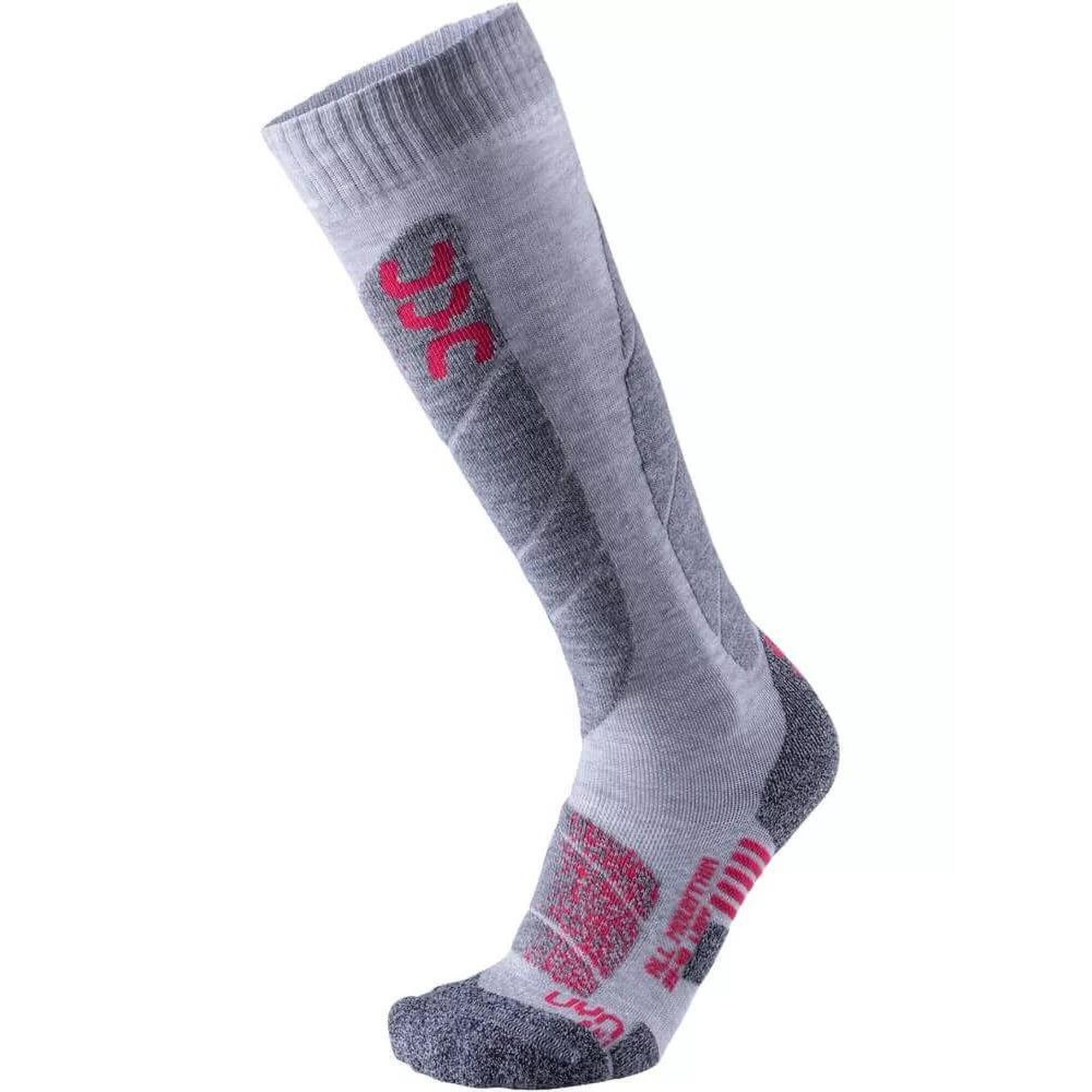 Uyn - Uyn Chaussettes De Skis Femme - All Mountain - Couleur Light Grey / Coral - Chaussettes - Gris|rose - 35/38 - Decathlon