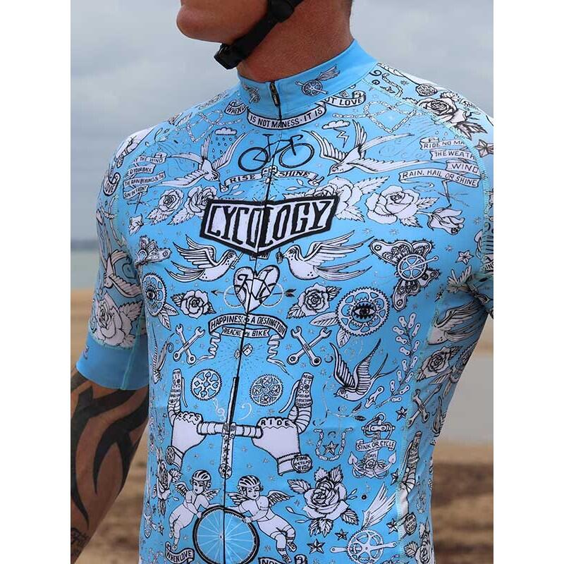 Maillot ciclismo hombre manga corta L1 Pinstripe X azul marino