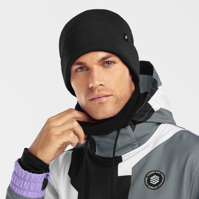 Bonnet hiver Sports d'hiver Homme et Femme Snowflake Black Noir