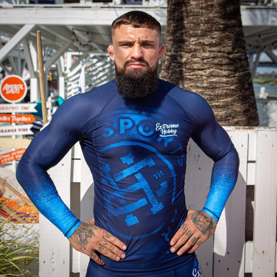 Koszulka sportowa męska Rashguard do MMA EXTREME HOBBY BADGE