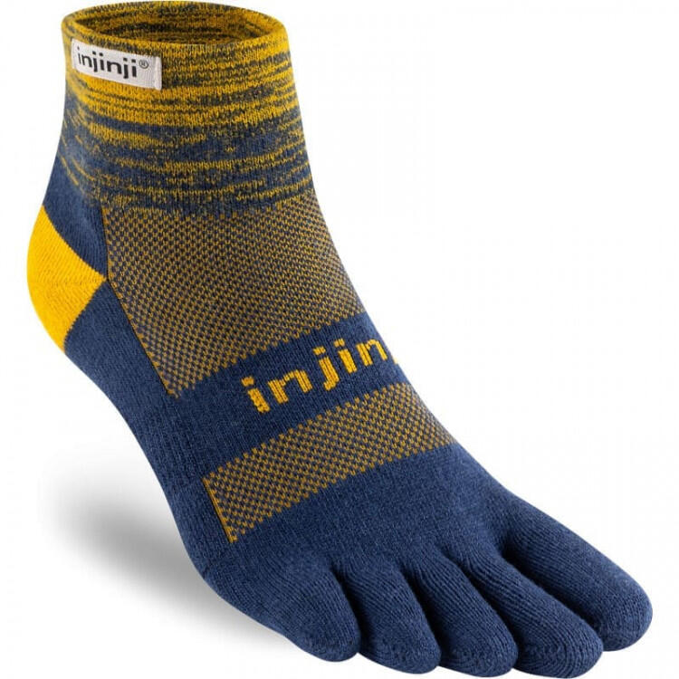 Injinji - Chaussettes À Orteils De Running Trail Midweight Mini-crew Coolmax Unisexe - Chaussettes - Bleu|jaune - Decathlon