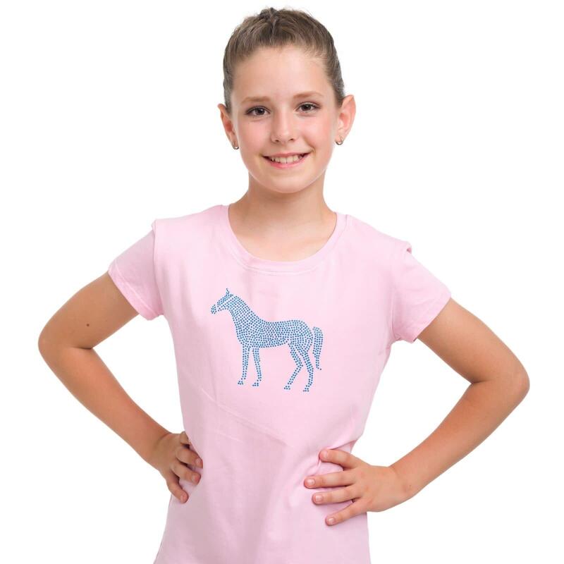 T-shirt bambina in cotone Cavalliera Horse In Sky Blue