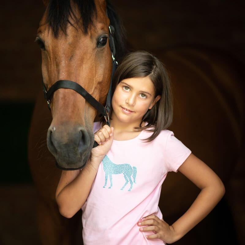 T-Shirt aus Baumwolle, Mädchen Cavalliera Horse In Sky Blue