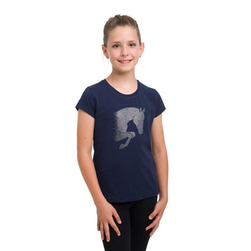 T-shirt bambina in cotone Cavalliera Jumping Star