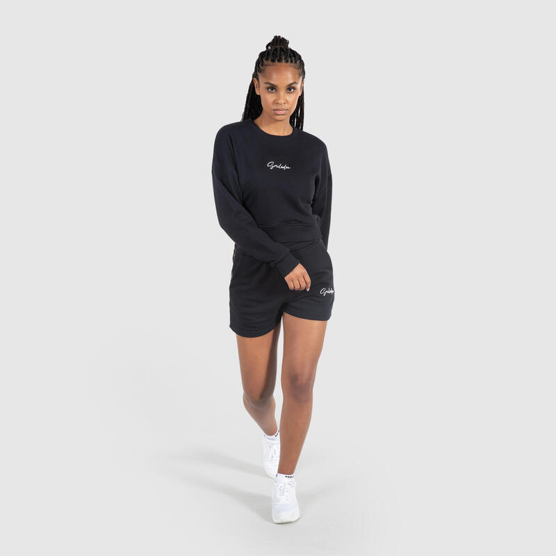 Damen Sweatshirt Elyssa Schwarz für Sport & Freizeit