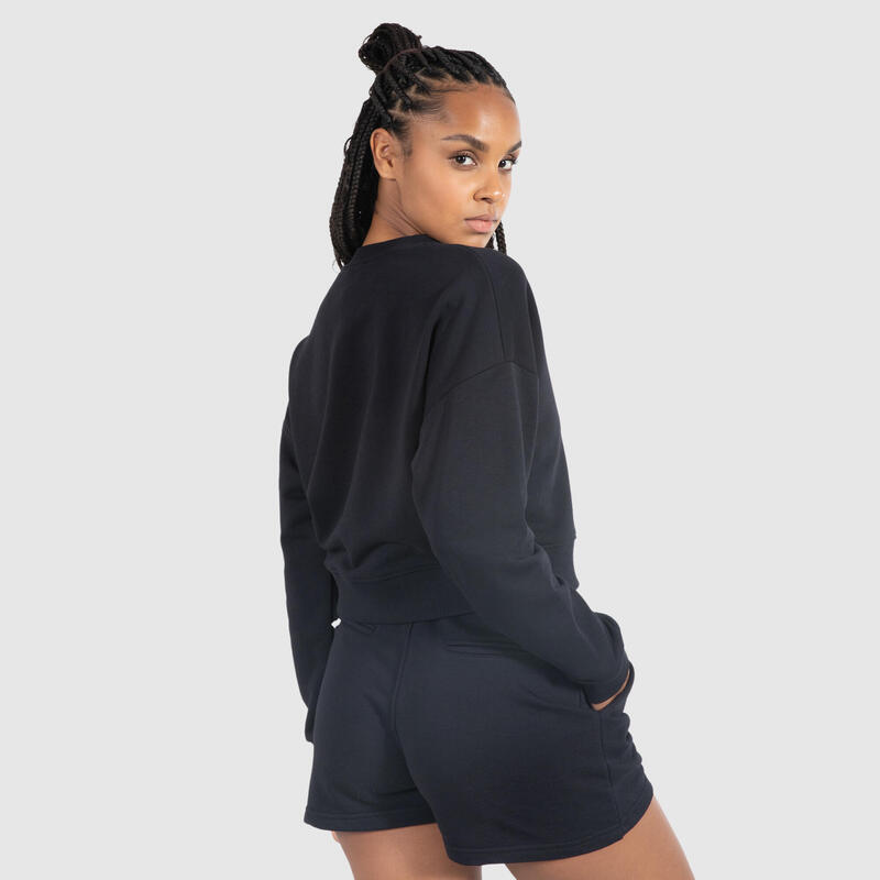 Damen Sweatshirt Elyssa Schwarz für Sport & Freizeit