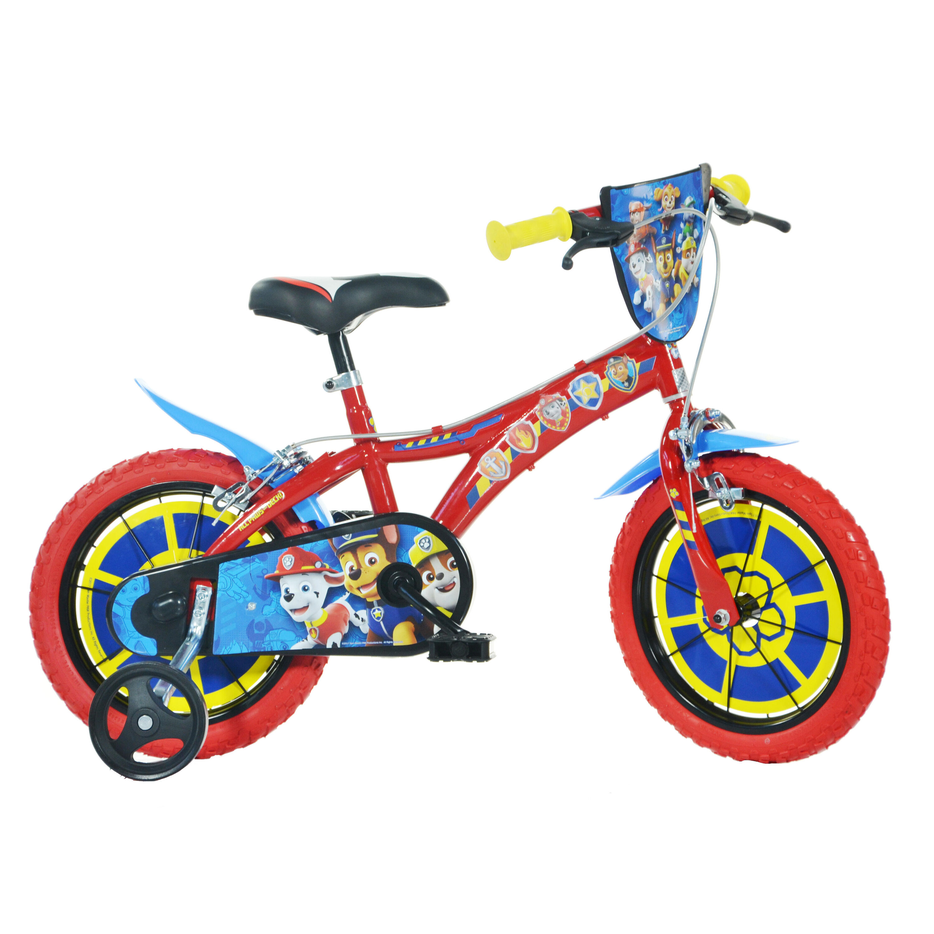 DINO BIKES Dino Paw Patrol Kids Bike with Stabilisers - 14in Wheels