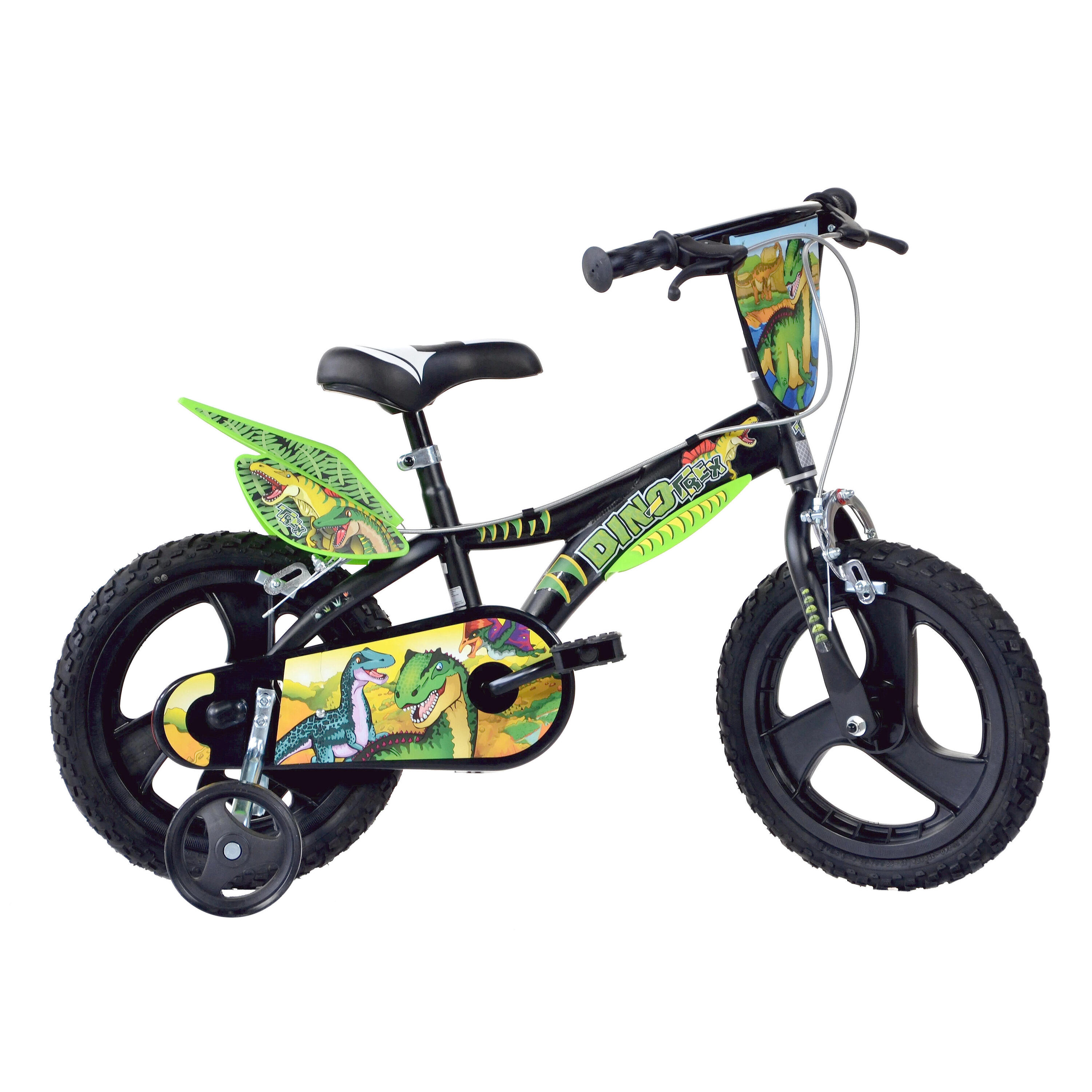 Dino Dinosaur 14In Kids Bike - Black/Green 1/4