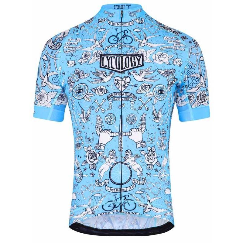 Maillot ciclismo manga corta Velo Tattoo Blue Hombre 1/4