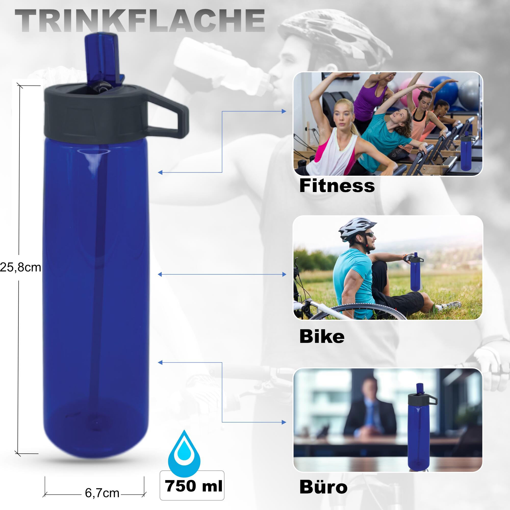 ZOLLNER24 Tritan Trinkflasche – 750 Ml, BPA-frei, Mit Strohhalm & Spülmaschinengeeignet