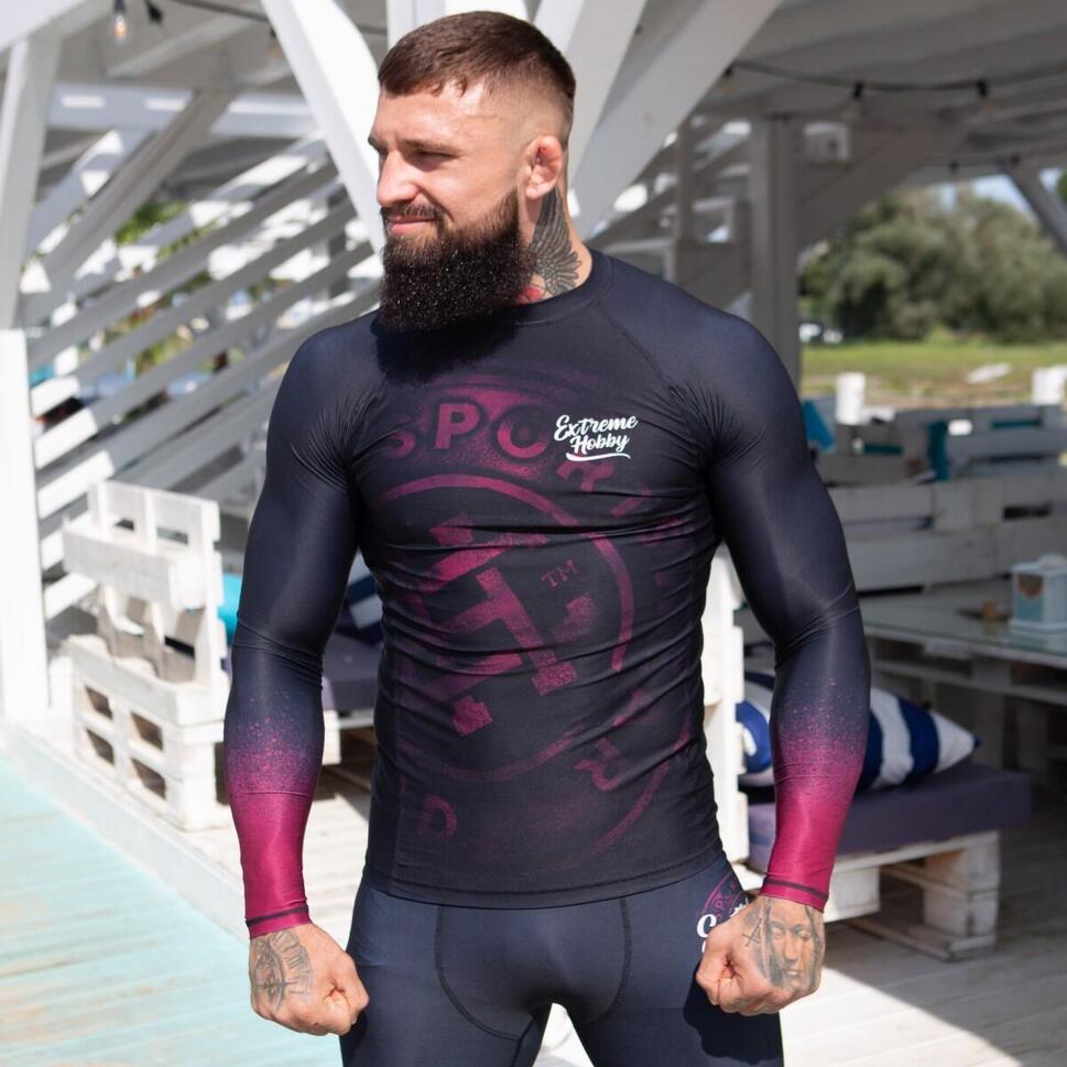 Koszulka sportowa męska Rashguard do MMA EXTREME HOBBY BADGE