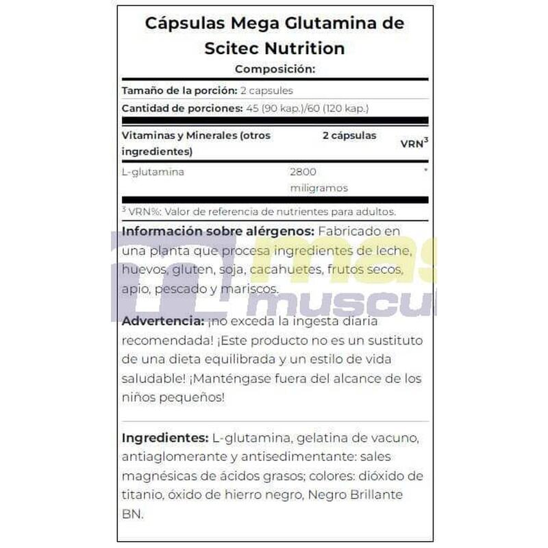 Mega Glutamina - 120 Cápsulas de Scitec Nutrition