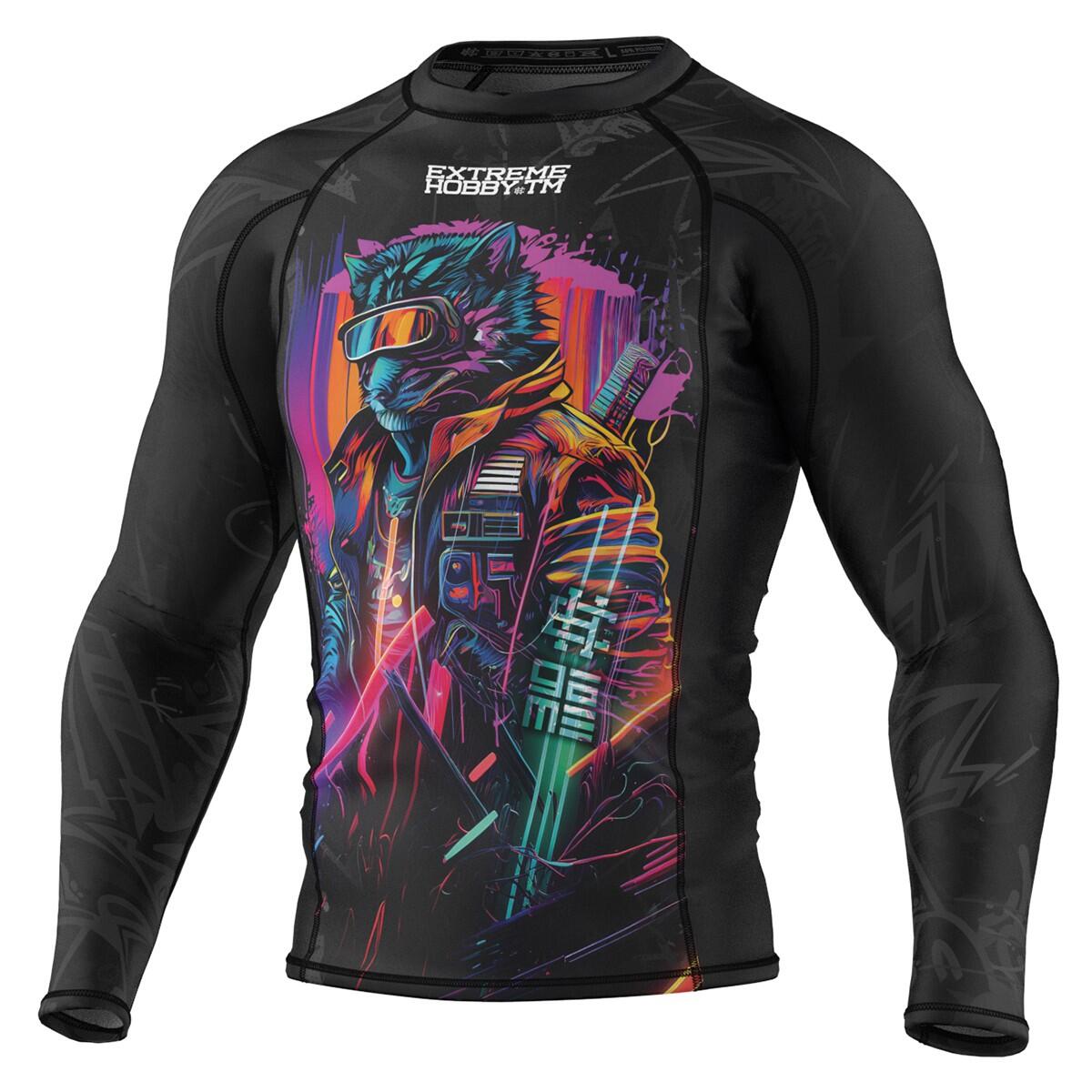 Extreme Hobby - Rashguard À Manches Longues Pour Hommes Mma Extreme Hobby Cyber Animals - Rashguard - Noir|rose - 56 3xl - Decathlon