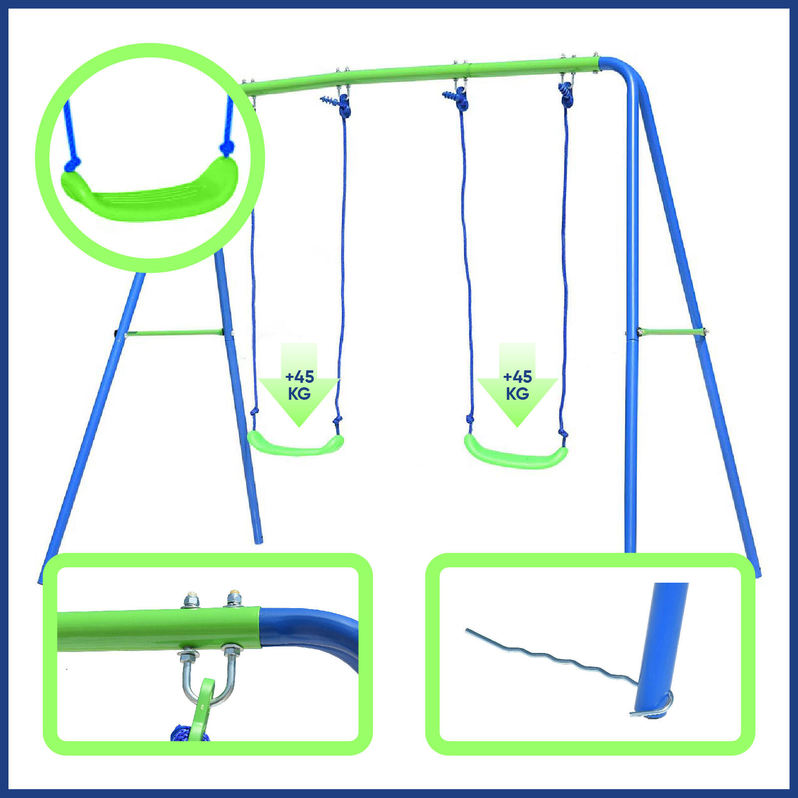 Baloiço Criança duplo -  220x138x182cm - Carregar até 45kg 5/5