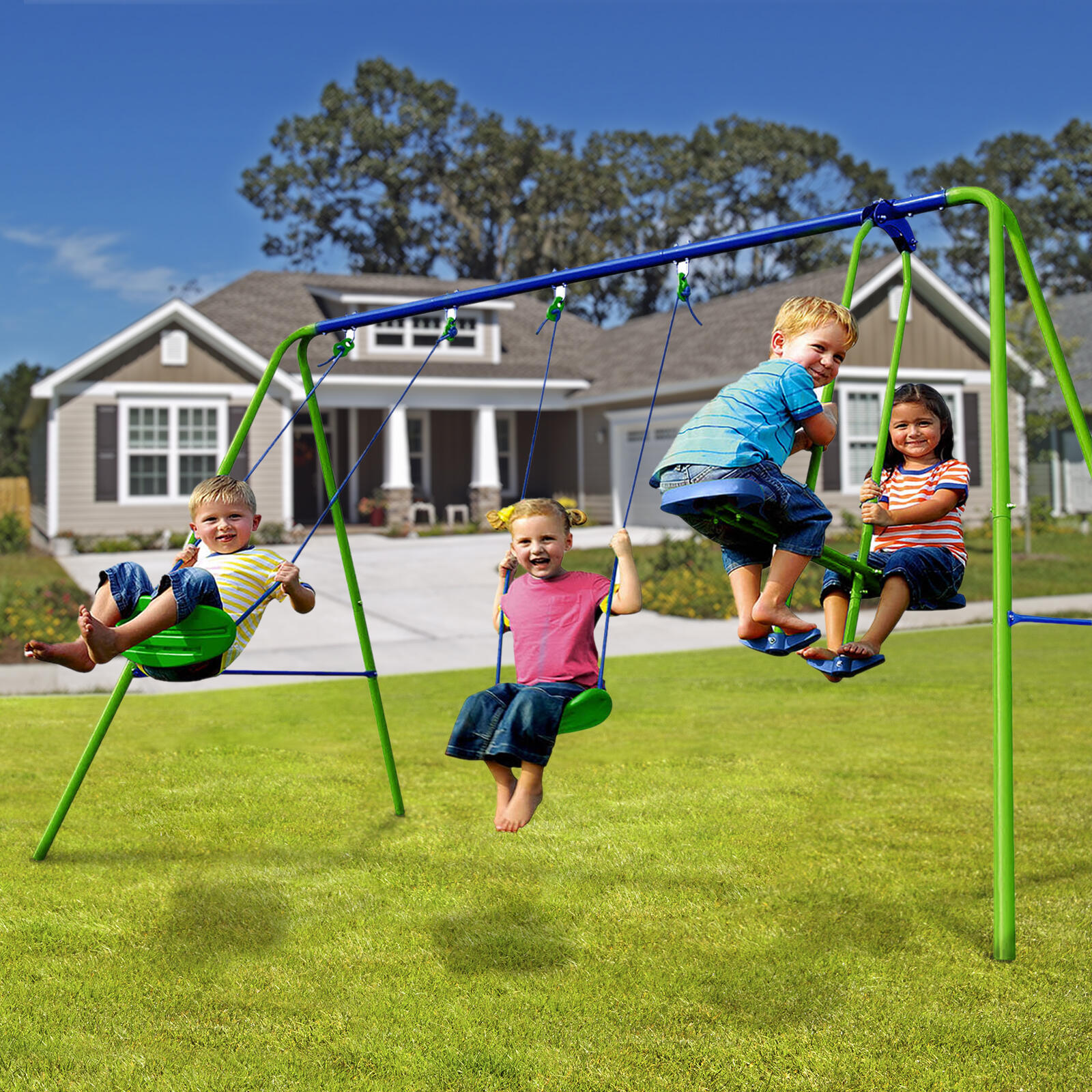Baloiço Dupla para crianças +3-8anos, -280x140x180cm Carga Máxima 45kg 2/5
