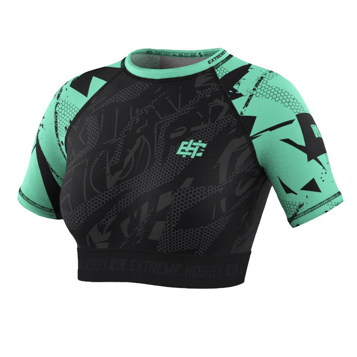 Crop top desportivo de manga curta para mulher fitness extreme hobby neo