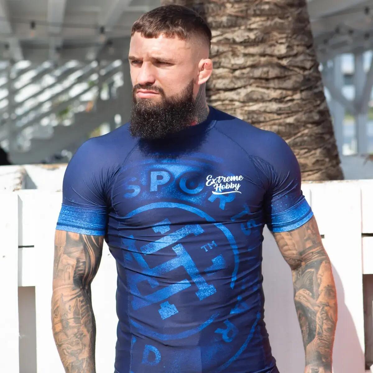 Rashguard à manches courtes pour homme MMA EXTREME HOBBY BADGE 2/8