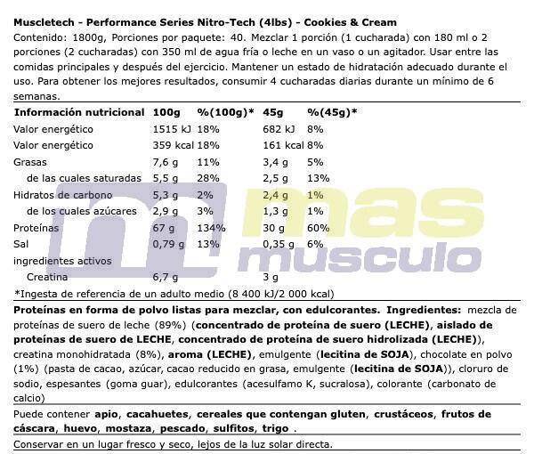 Nitro Tech Whey Protein - 1,8 Kg Biscotti & Crema Muscletech 4/4