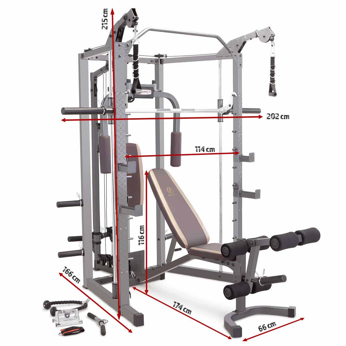 MARCY SM4008 DELUXE SMITH MACHINE HOME GYM WITH WEIGHT BENCH 6/7