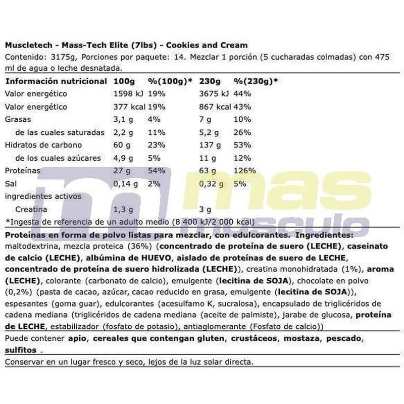 Gainer Mass-Tech Elite 3.18kg MuscleTech