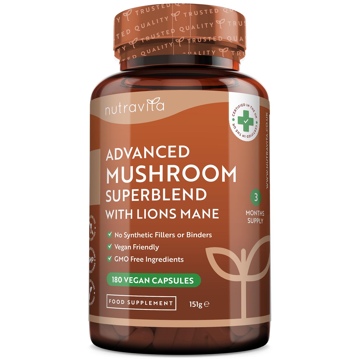 NUTRIVITA Nutravita Advanced Mushroom Superblend - 180 Vegan Capsules