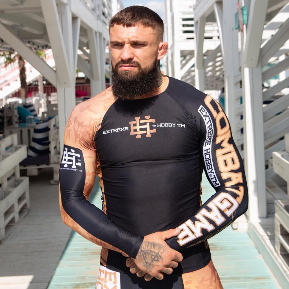 Koszulka sportowa męska Rashguard do MMA EXTREME HOBBY GOLDEN WARRIOR