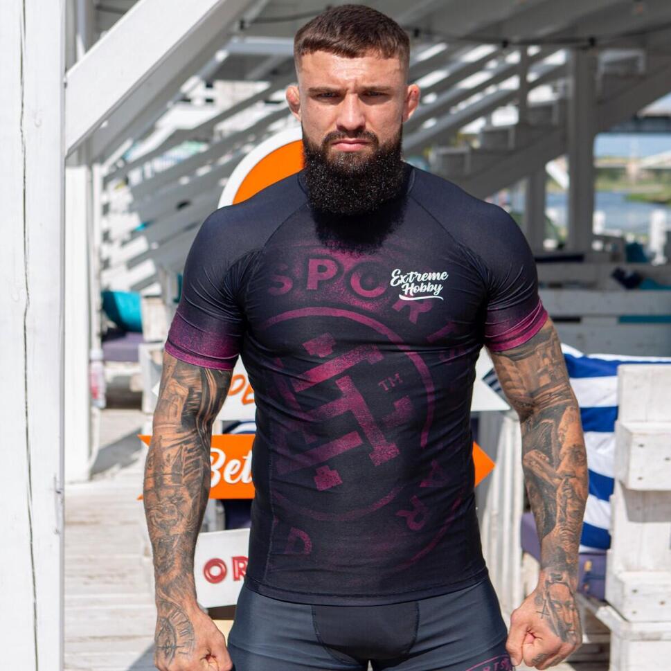 Koszulka Męska Rashguard MMA na Siłownię EXTREME HOBBY BADGE
