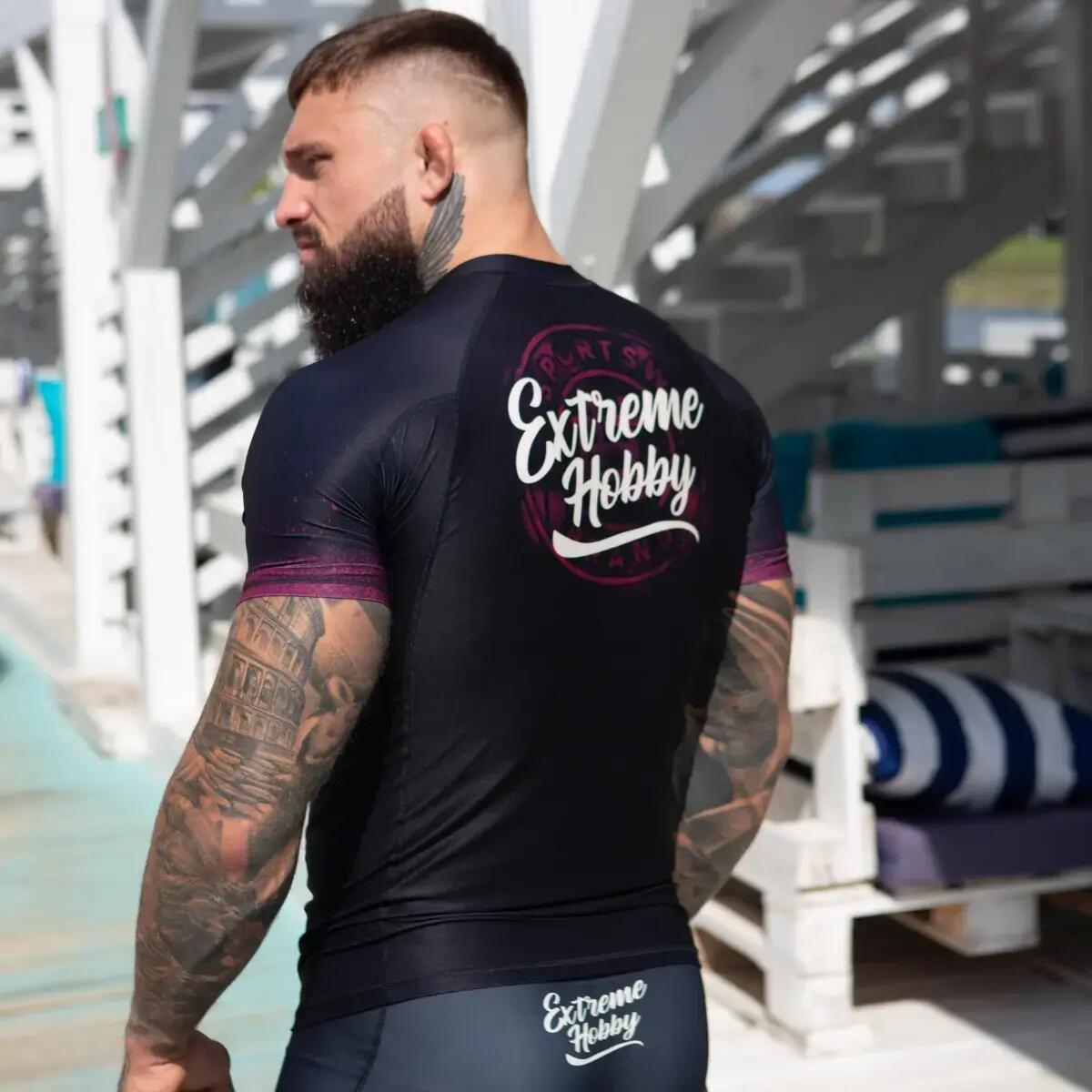 Rashguard à manches courtes pour homme MMA EXTREME HOBBY BADGE 4/7