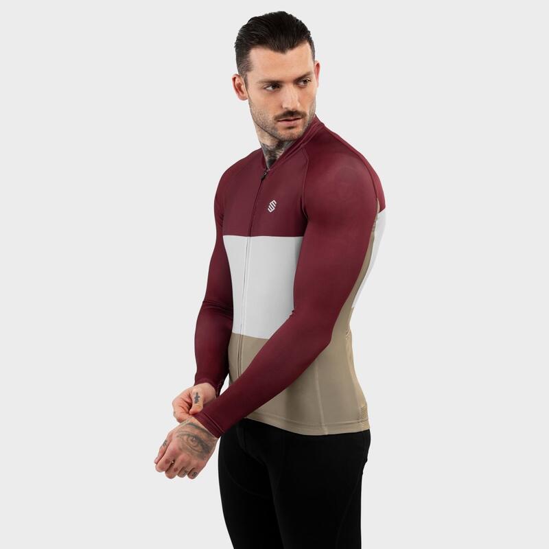 Maillot vélo manches longues homme Cyclisme M2 Triplet Bordeaux