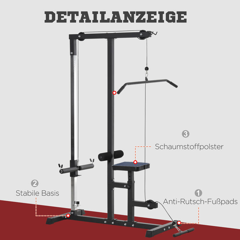 Statie de fitness Pull Down pentru sala de gimnastica Negru