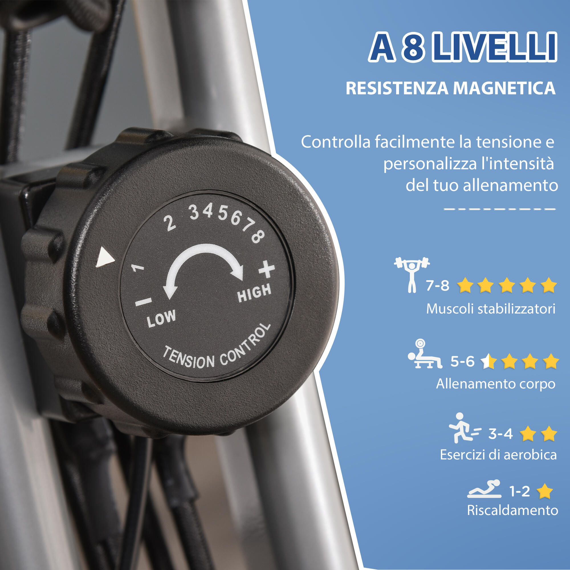 Cyclette Pieghevole SogesGame 2 In 1 - 8 Livelli Resistenza, Portata 150 Kg - Foto 5