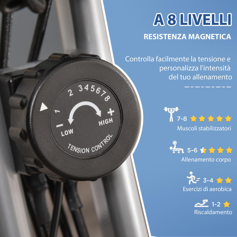 HomCom bicicleta pliabila 2 in 1, 8 nivele, gri