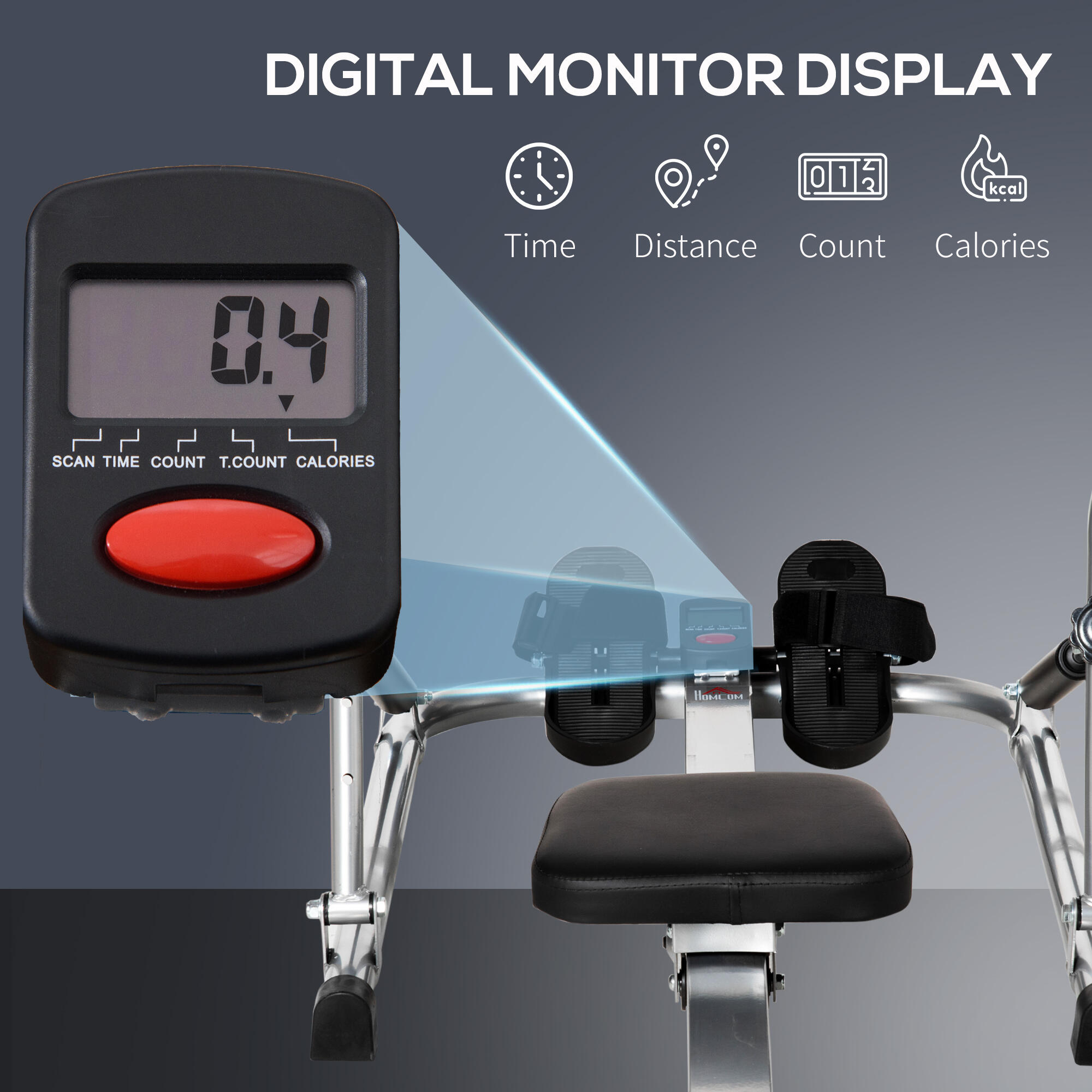 HOMCOM Vogatore da Casa Pieghevole Resistenza a 3 Livelli e Monitor Digitale 5/7