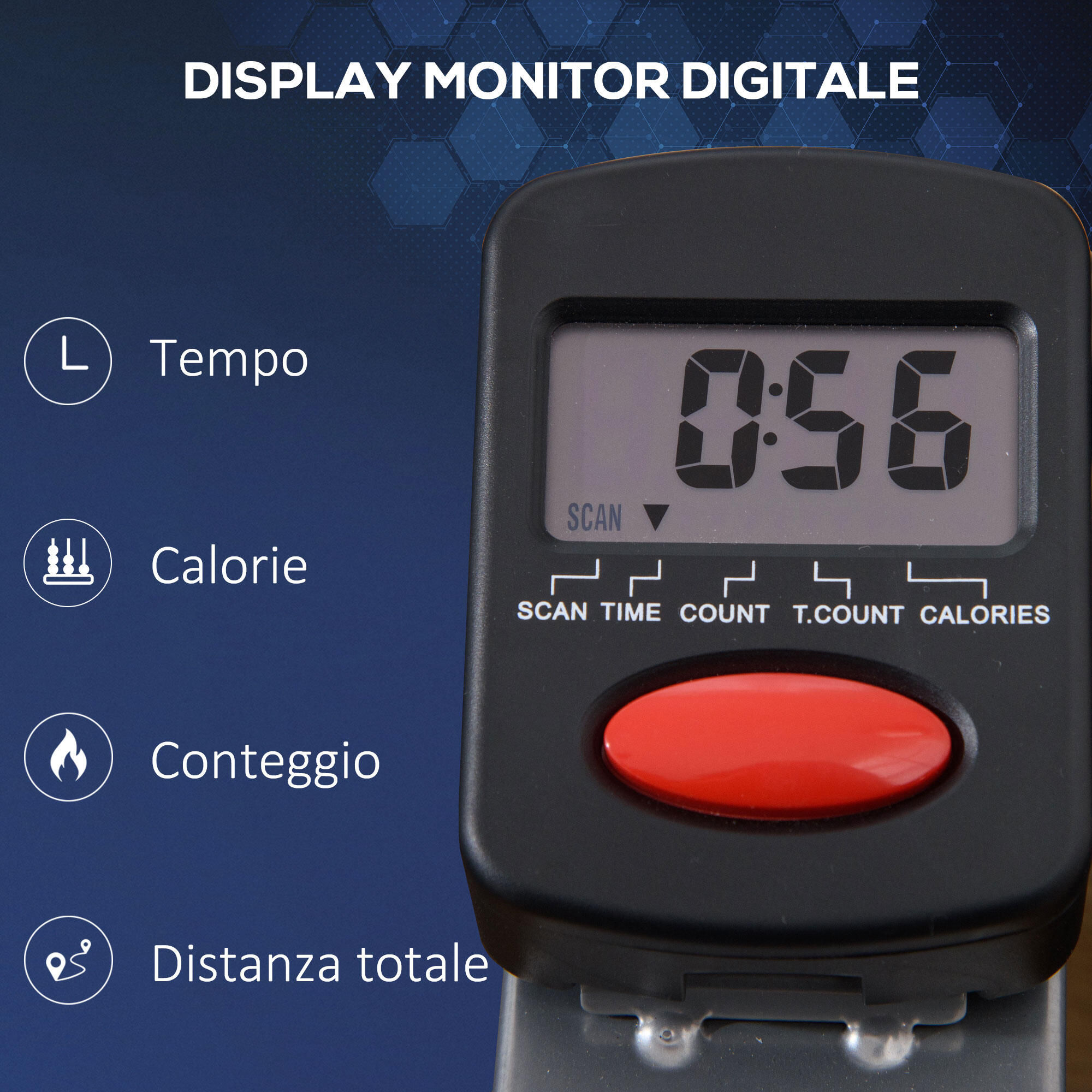 HOMCOM Vogatore da Casa Pieghevole Resistenza a 3 Livelli e Monitor Digitale 6/7