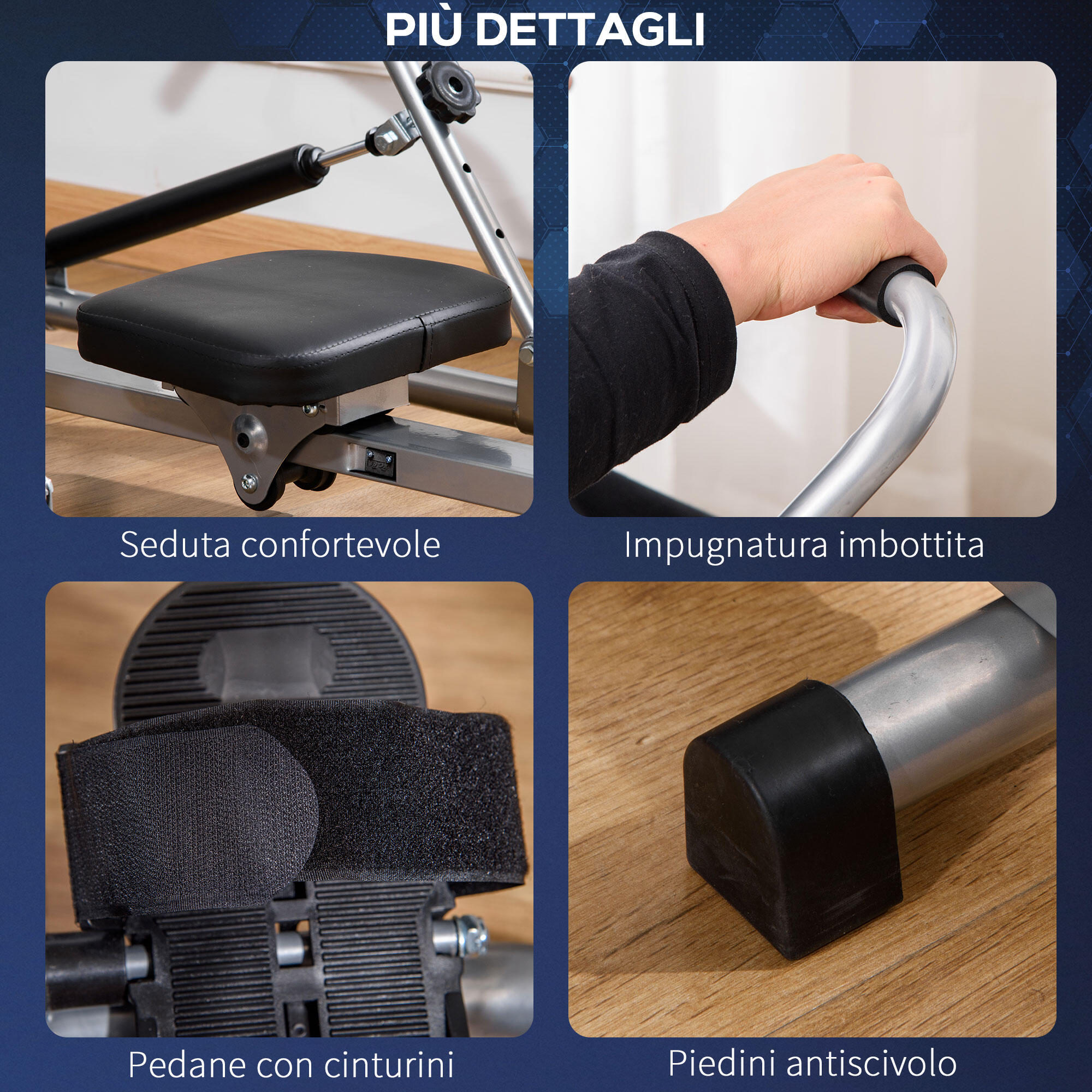 HOMCOM Vogatore da Casa Pieghevole Resistenza a 3 Livelli e Monitor Digitale 7/7